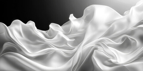 Obraz premium Abstract white fabric flowing in the wind, creating a beautiful, delicate, and soft texture.
