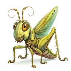 Fototapeta premium Grasshopper king fantasy animal cartoon isolated whitebackground
