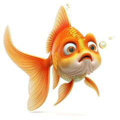 Goldfish Wonder emotion fantasy animal cartoon isolated whitebackground