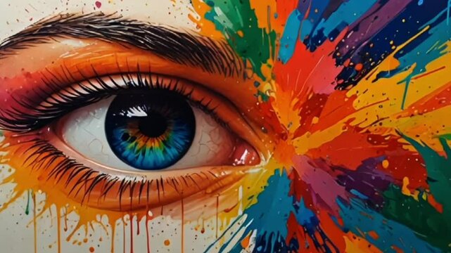 Painting of a eye of the girl , hd 