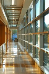 Obraz premium Modern Government Office Corridor with Energy Efficient Windows and Advanced Insulation Design