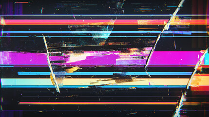 Background texture of retro cctv or vhs video with multicolored noise and horizontal lines. conceptual illustration of a broken computer screen. Retro. Illustration