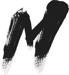vector icon of letter M with ink stroke, M - Black handwritten letters, hand drawn M letters Logo design. Brushstroke M Letter Logo Design on white backg. eps8