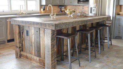 Rustic Elegance: A Beautifully Crafted Wooden Kitchen Island