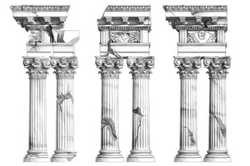Obraz premium Four distinct column styles for architecture and design inspiration