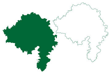 Obraz premium Bhind district (Madhya Pradesh State, Chambal division, Republic of India) map vector illustration, scribble sketch Bhind map