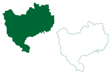 Bhiwani district (Haryana State, Republic of India) map vector illustration, scribble sketch Bhiwani map