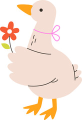 Cute Goose With Flower
