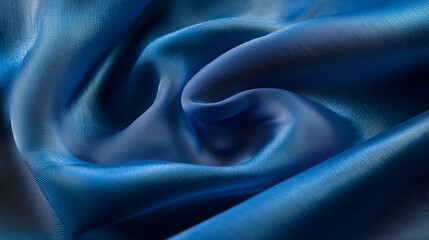 Luxurious Pure Silk Fabric Close-Up: Smooth and Shiny Texture blue