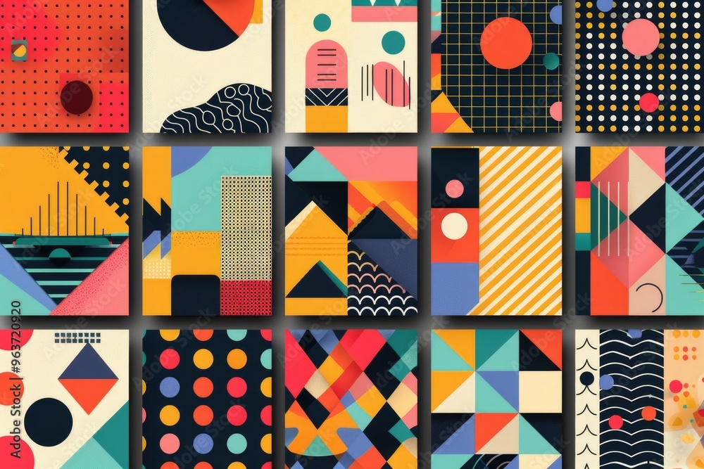 Poster geometric shapes and lines create intricate patterns