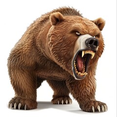 Fototapeta premium Grizzlybear Anger fantasy animal cartoon isolated whitebackground