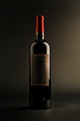 Fototapeta premium A single glass bottle of wine sits on a table, perfect for a dinner party or special occasion