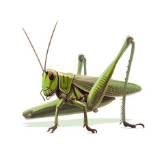 Fototapeta premium Grasshopper Wind animal cartoon isolated whitebackground 16:9