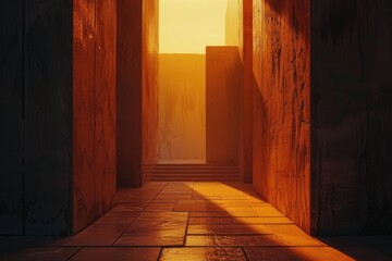 Obraz premium A door opens, allowing sunlight to enter a room or hallway