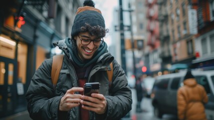 Fototapeta premium A person looking at their mobile device