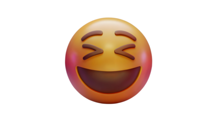 A 3D laughing emoji with closed eyes and an open mouth, suggesting joyful laughter