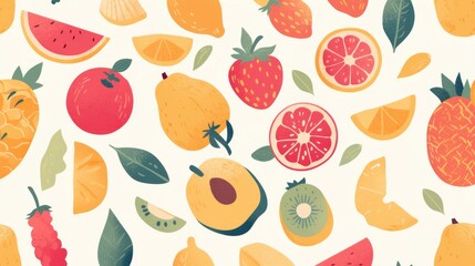 Healthy Vegetables and Fruits on White Background with Top Layout Design