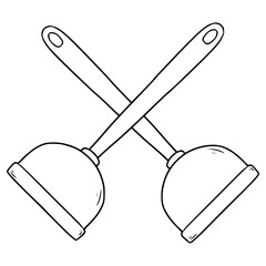 plungers' illustration hand drawn outline vector