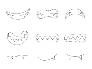 collection pack of mouths with sharp fangs, isolated vector design