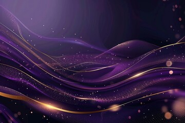 A vibrant purple and gold background with wavy patterns and sparkles, great for festive or celebratory scenes
