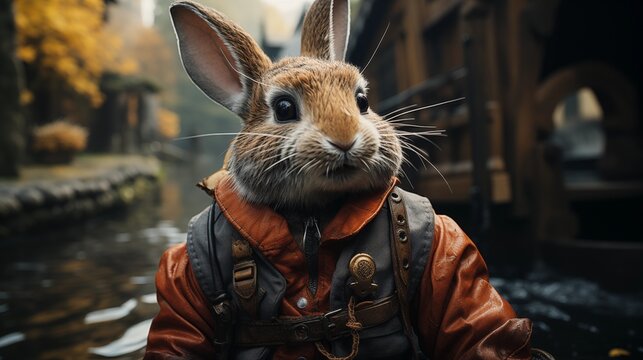 Osterausflug, Osterhase im Tretauto