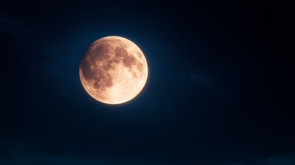 Full moon glowing brightly in the night sky over a tranquil landscape during late evening hours.