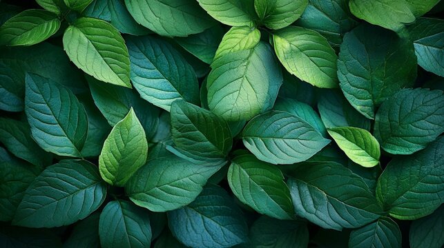 Detailed green leaves background featuring vibrant foliage, ideal for environmental graphics and organic-themed visuals. Generative AI