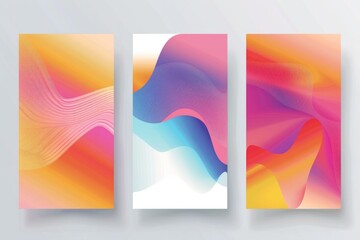 Obraz premium Three vertical banners with colorful abstract shapes, great for promotional or decorative use