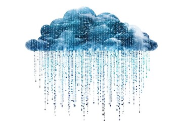 A gray cloud with rain pouring down from it