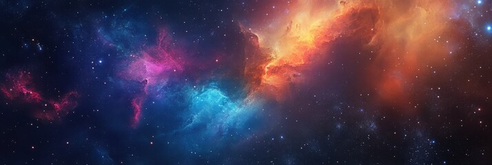 Fototapeta premium A breathtaking and stunning cosmic nebula radiates vibrant colors that illuminate the vast expanse of space