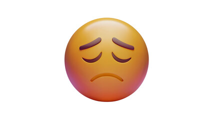 Fototapeta premium A 3D sad or frowning emoji with downward slanted eyebrows and a curved frown, conveying a sense of sadness or disappointment