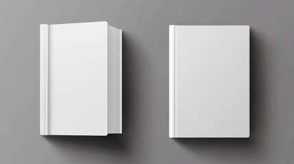 Minimalist Blank Books on Gray Background