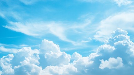 Naklejka premium Serene Blue Sky with Fluffy Clouds