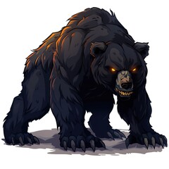 Grizzlybear Darkness element fantasy cartoon isolated whitebackground 16:9