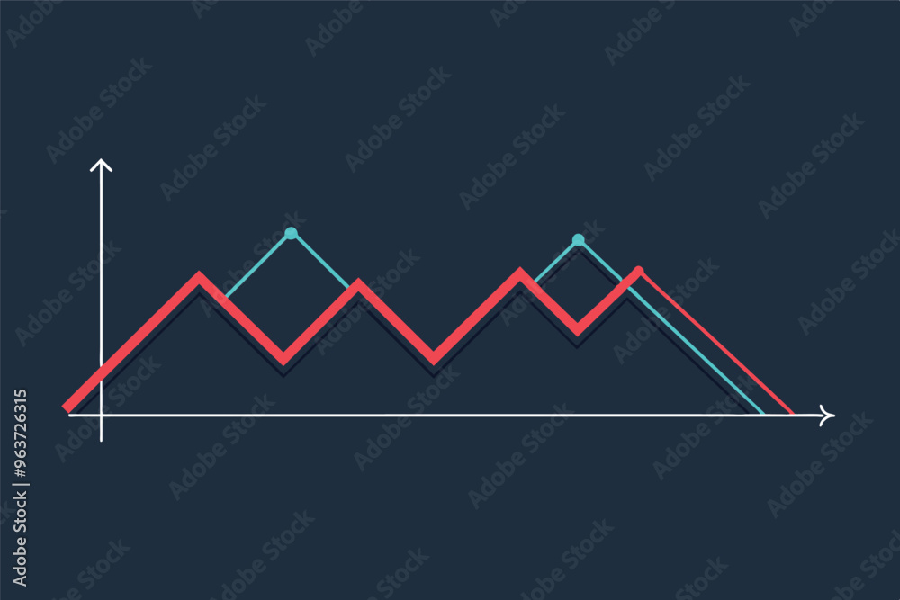 Poster Abstract Line Graph Visualization of Data and Trends with Red and Blue Lines on Dark Background
