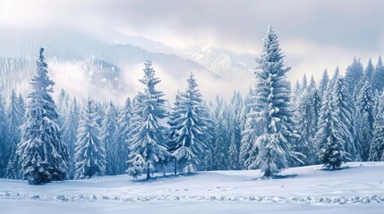 Serene Snow-Covered Winter Forest Landscape