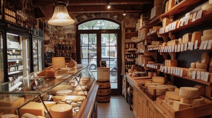 Cozy Artisan Cheese Shop with Rustic Interior Design