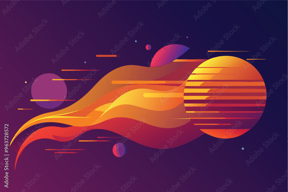 Aufkleber Abstract waves of color blend seamlessly on a dark background, creating a dynamic and energetic visual experience that evokes movement and creativity