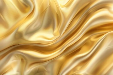 Fototapeta premium Close-up view of a golden fabric with intricate patterns and texture