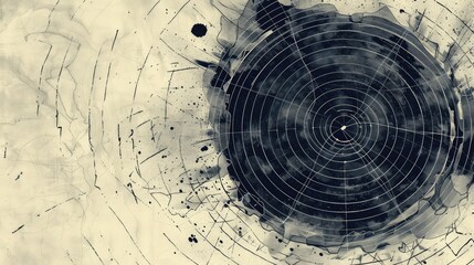 Obraz premium Abstract Circular Ink Art with Concentric Rings
