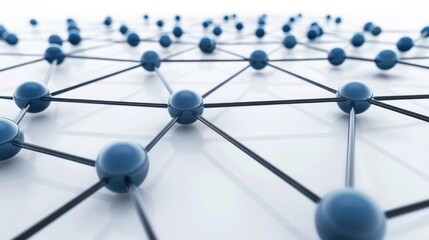 Interconnected Network of Spheres and Lines on White Background