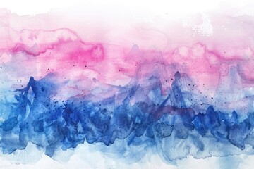 Watercolor illustration of fluffy blue and pink clouds against a white background