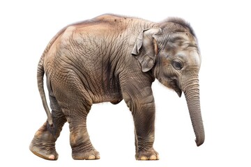 Obraz premium An elephant standing in front of a plain white background