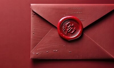 A red wax seal on a sealed envelope against background, conveying sense of privacy or formality - Powered by Adobe