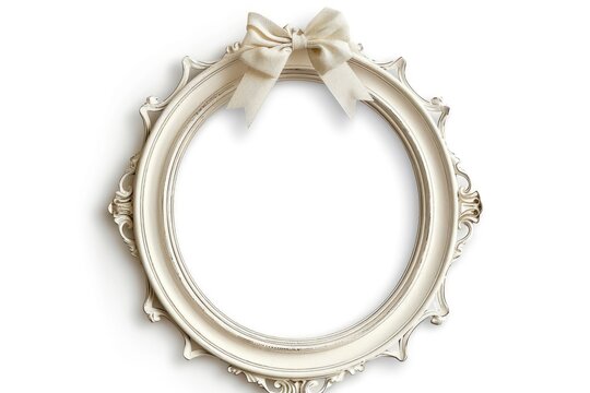A decorative frame with a ribbon or fabric tie on the top, ideal for displaying personal photos or artwork