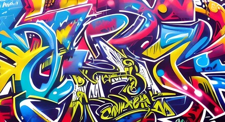Naklejka premium Vibrant Abstract Graffiti Art with Bold Shapes and Bright Colors | 264