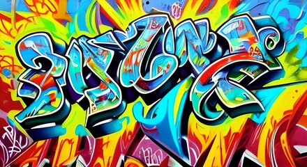 Obraz premium Vibrant Abstract Graffiti Art with Bold Shapes and Bright Colors | 268