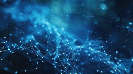 Obraz premium Abstract Digital Connected Network, Glowing Blue Nodes and Lines