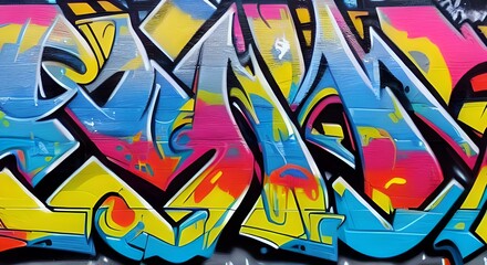 Fototapeta premium Vibrant Abstract Graffiti Art with Bold Shapes and Bright Colors | 290