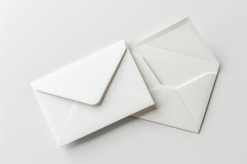Two white envelopes stacked on top of each other, great for office or business use